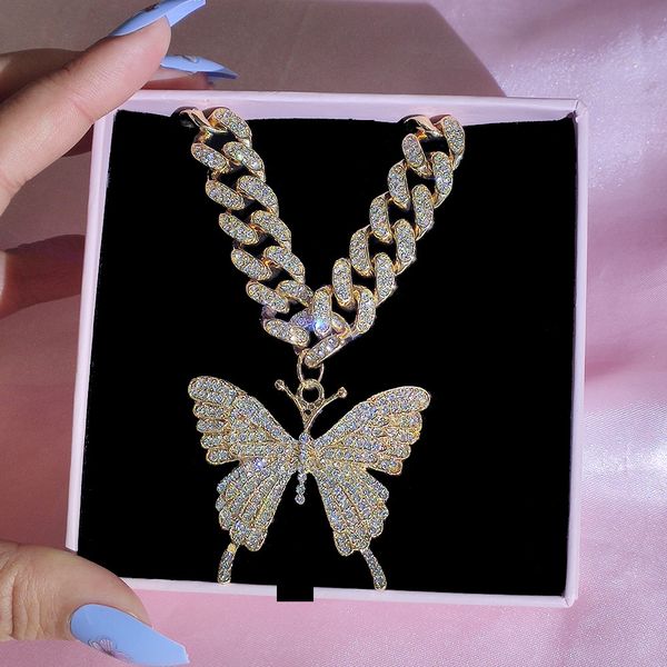flatfoosie iced out crystal butterfly pendant necklace miami cuban link chain choker necklace for women bling rhinestone jewelry x0509, Black
flatfoosie iced out crystal butterfly pendant necklace miami cuban link chain choker necklace for women bling rhinestone jewelry x0509, Black