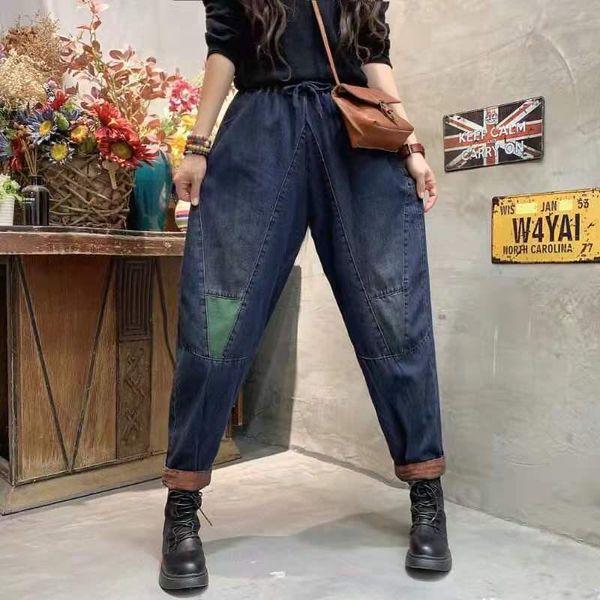 women's jeans 2021 arrival spring autumn women cotton denim patchwork ankle-length pants casual elastic waist harem w596, Blue
women's jeans 2021 arrival spring autumn women cotton denim patchwork ankle-length pants casual elastic waist harem w596, Blue