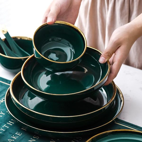 green ceramic gold inlay plate steak nordic style tableware bowl dessert dish dinner dinnerware set dishes & plates
green ceramic gold inlay plate steak nordic style tableware bowl dessert dish dinner dinnerware set dishes & plates