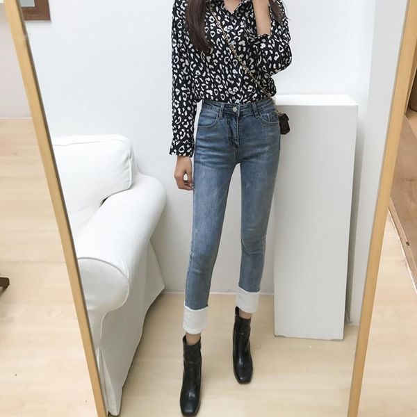 women's jeans streetwear lambswool patchwork denim female ripped pockets skinny pencil pants high waist stretch jean women trouser, Blue
women's jeans streetwear lambswool patchwork denim female ripped pockets skinny pencil pants high waist stretch jean women trouser, Blue