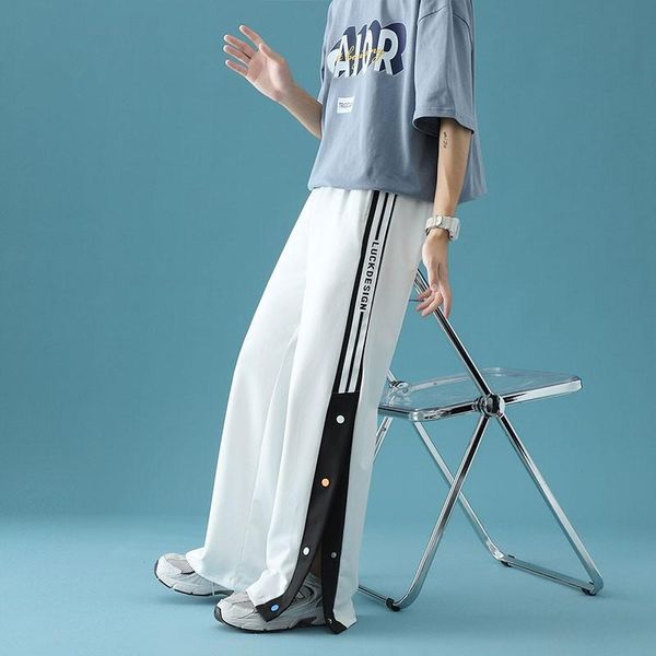 men's pants autumn the straight leg male loose button-up side stripes sports basketball jogging, Black
men's pants autumn the straight leg male loose button-up side stripes sports basketball jogging, Black