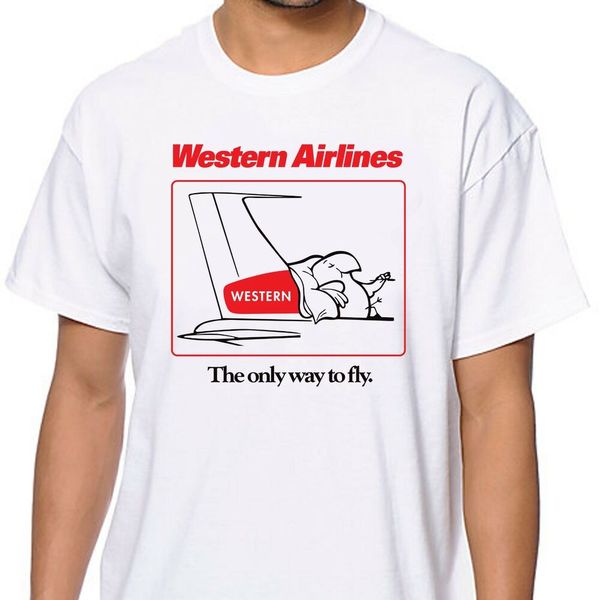 Western Airlines - The Only Way To Fly T-Shirt - Men's White Cotton T-Shirt, White;black
Western Airlines - The Only Way To Fly T-Shirt - Men's White Cotton T-Shirt, White;black