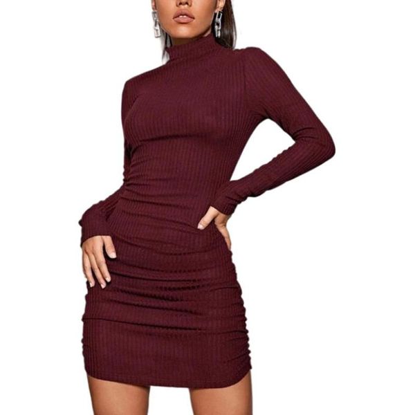 casual dresses turtleneck mini female long sleeve solid waist slim dress vintage fashion summer spring, Black;gray
casual dresses turtleneck mini female long sleeve solid waist slim dress vintage fashion summer spring, Black;gray