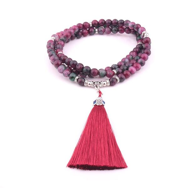 beaded, strands natural coloured chalcedony 108 mala long 7 colors tassel necklace or bracelet trendy women men's yoga wholesale, Black
beaded, strands natural coloured chalcedony 108 mala long 7 colors tassel necklace or bracelet trendy women men's yoga wholesale, Black