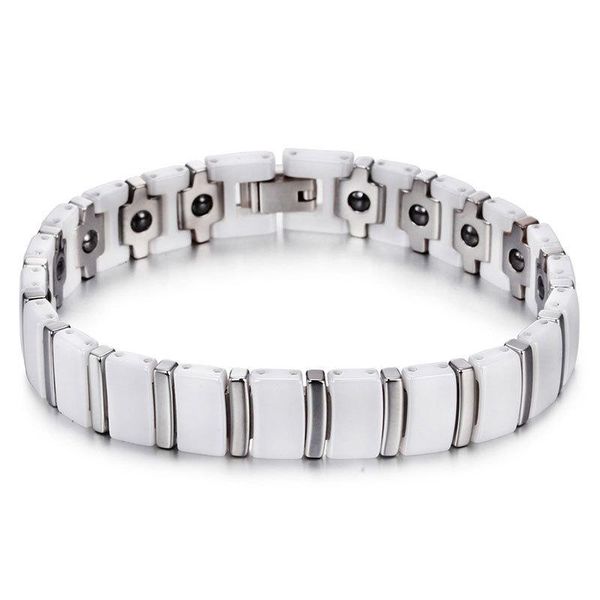 link, chain fashion womens bracelets jewelry tungsten steel white ceramic inlay bracelet magnetic therapy bar links wristband accessories, Black
link, chain fashion womens bracelets jewelry tungsten steel white ceramic inlay bracelet magnetic therapy bar links wristband accessories, Black