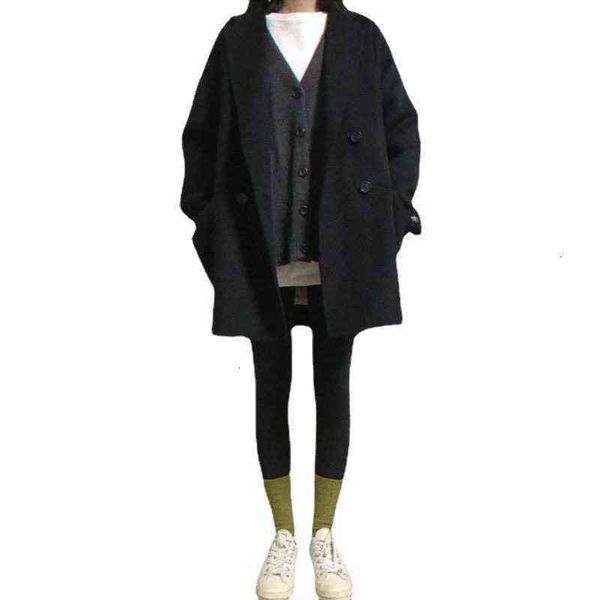 coat women's fashion autumn and winter 2021 versatile korean loose middle long short woolen coat for students, Black
coat women's fashion autumn and winter 2021 versatile korean loose middle long short woolen coat for students, Black