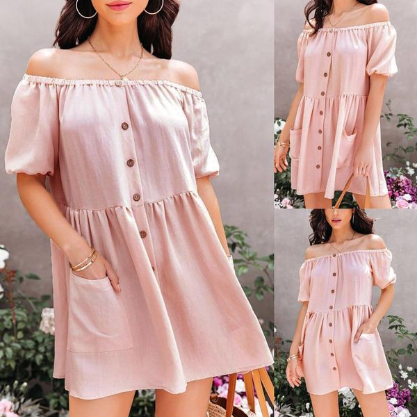 casual dresses for women 2021 ladies summer solid button high-waist loose dress pockets off shoulder beach vestidos verano, Black;gray
casual dresses for women 2021 ladies summer solid button high-waist loose dress pockets off shoulder beach vestidos verano, Black;gray
