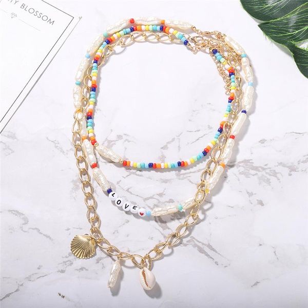 chokers bohemia trendy bead strand beaded choker necklace for women colorful handmade shell pendant baroque pearl jewelry, Golden;silver
chokers bohemia trendy bead strand beaded choker necklace for women colorful handmade shell pendant baroque pearl jewelry, Golden;silver