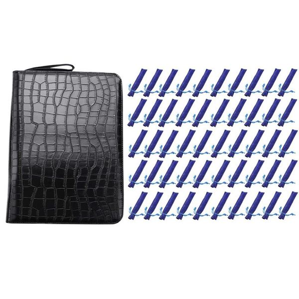 pencil bags 51 pcs bag: 50 blue velvet single pen bag & 1 pu leather black 48 slots pouch
pencil bags 51 pcs bag: 50 blue velvet single pen bag & 1 pu leather black 48 slots pouch