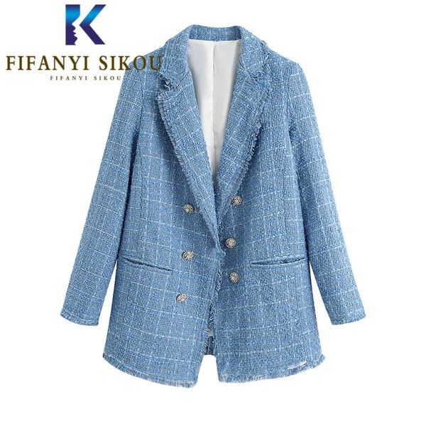 blue blazer jacket women double breasted lapel fashion autumn winter tweed suit ladies office casual loose blazers coat women's suits &, White;black
blue blazer jacket women double breasted lapel fashion autumn winter tweed suit ladies office casual loose blazers coat women's suits &, White;black