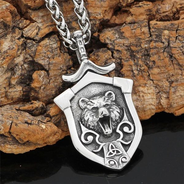 1pcs norse viking wolf head pendant necklace men women holy shield titanium steel pendants animal jewelry gifts with metal chain necklaces, Silver
1pcs norse viking wolf head pendant necklace men women holy shield titanium steel pendants animal jewelry gifts with metal chain necklaces, Silver