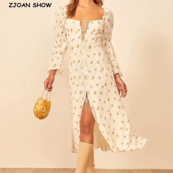 retro chic floral print lacing up v neck front slit midi dress woman vintage french puff sleeve chiffon split dresses holiday 210429, Black;gray
retro chic floral print lacing up v neck front slit midi dress woman vintage french puff sleeve chiffon split dresses holiday 210429, Black;gray