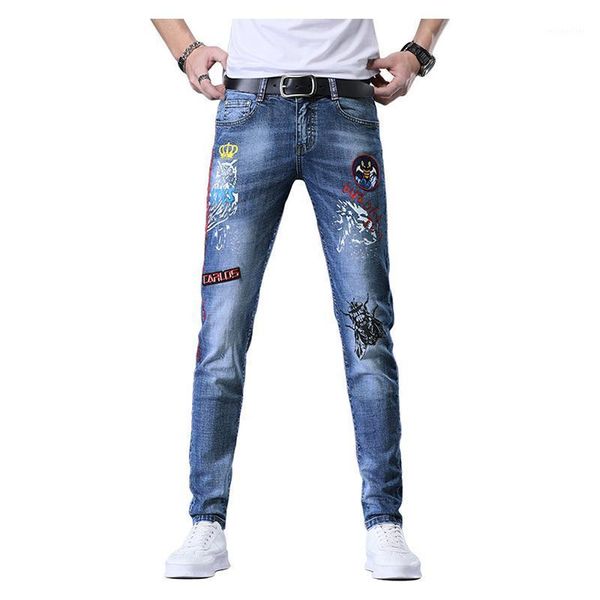 sokotoo men's bat badge printed jeans fashion slim fit painted stretch denim pants, Blue
sokotoo men's bat badge printed jeans fashion slim fit painted stretch denim pants, Blue