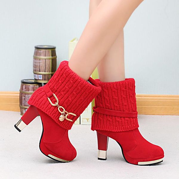 boots women's high-heeled female 2021 winter thick with shoes frosted wool in the wedding, Black
boots women's high-heeled female 2021 winter thick with shoes frosted wool in the wedding, Black