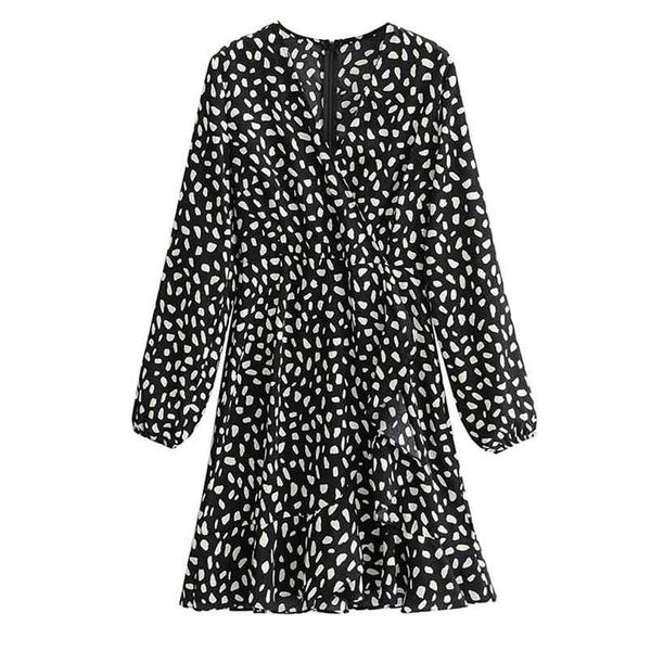 women summer vintage print mini dress long sleeve v-neck ruffles wrap female elegant black street dresses vestidos 210513, Black;gray
women summer vintage print mini dress long sleeve v-neck ruffles wrap female elegant black street dresses vestidos 210513, Black;gray