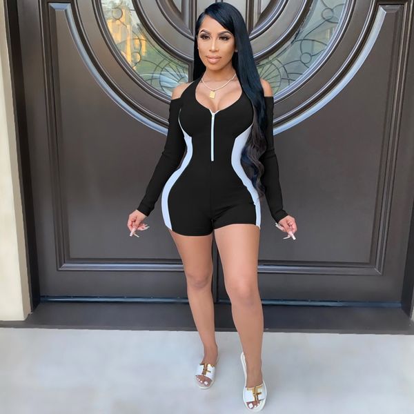 zip up halter long sleeve playsuit bodycon sporting romper women 2021 winer fall clothes outfits lady streetwearby air, Black;white
zip up halter long sleeve playsuit bodycon sporting romper women 2021 winer fall clothes outfits lady streetwearby air, Black;white