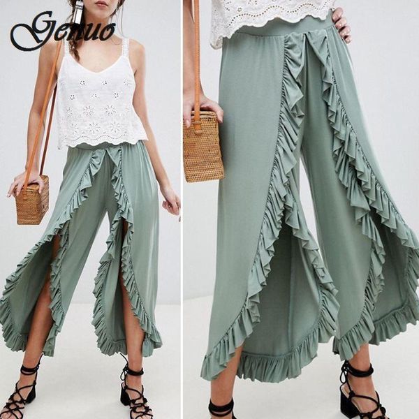 women's pants & capris ruffle split wide leg casual capri vintage high waist summer women retro ladies trousers female 2021, Black;white
women's pants & capris ruffle split wide leg casual capri vintage high waist summer women retro ladies trousers female 2021, Black;white