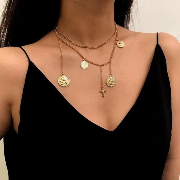 chokers fashion lady multi-layere necklace set round coin geometric pendant vintage irregular tassel for women, Golden;silver
chokers fashion lady multi-layere necklace set round coin geometric pendant vintage irregular tassel for women, Golden;silver