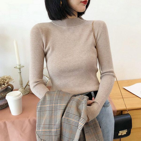 women's sweaters 2021 pullover women long sleeve slim half turtleneck knitwear autumn sweater vintage jumper winter knitted, White;black
women's sweaters 2021 pullover women long sleeve slim half turtleneck knitwear autumn sweater vintage jumper winter knitted, White;black