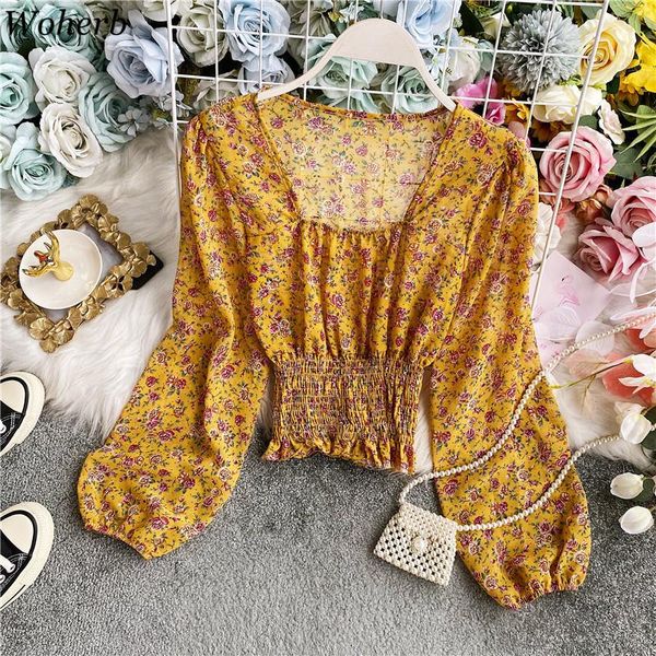women's blouses & shirts woherb 2021 summer arrival women chiffon vintage floral print square collar long lantern sleeve crop blusas, White
women's blouses & shirts woherb 2021 summer arrival women chiffon vintage floral print square collar long lantern sleeve crop blusas, White