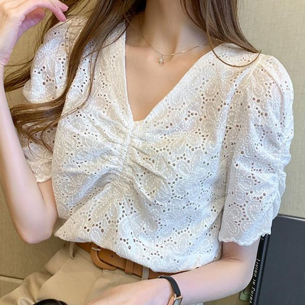 women's blouses & shirts summer women white blouse short sleeve hollow lace shirt blusas mujer de moda 2021 femme f02
women's blouses & shirts summer women white blouse short sleeve hollow lace shirt blusas mujer de moda 2021 femme f02