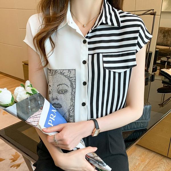 women's blouses & shirts 2021 summer loose white stitching shirt casual short-sleeved striped zigzag chiffon
women's blouses & shirts 2021 summer loose white stitching shirt casual short-sleeved striped zigzag chiffon