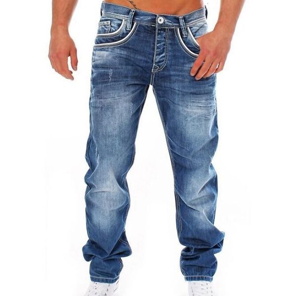 men's jeans straight leg pants, large loose jeans, informal, Blue
men's jeans straight leg pants, large loose jeans, informal, Blue
