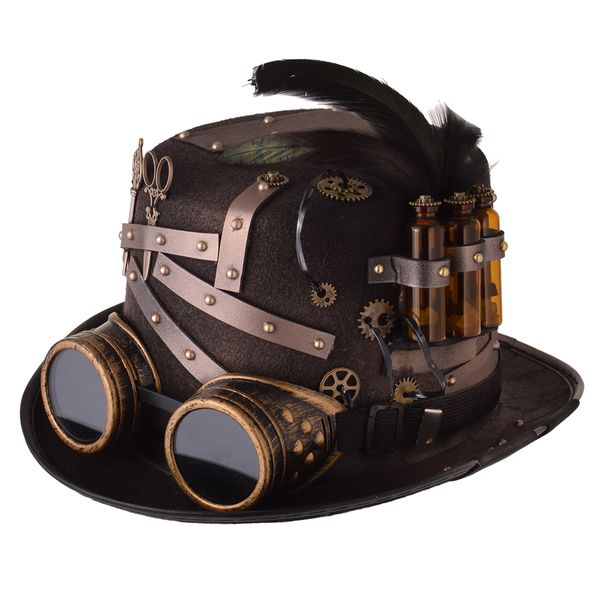 men women handmade steampunk hat costume accessories goth punk halloween magic bowler punk cosplay fedora, Silver
men women handmade steampunk hat costume accessories goth punk halloween magic bowler punk cosplay fedora, Silver