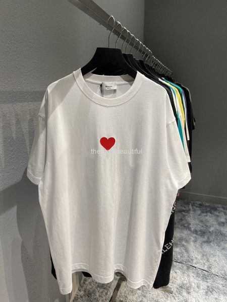 women's t-shirt spring and summer high version b family small love embroidery pullover round neck worn out effect men's women', White
women's t-shirt spring and summer high version b family small love embroidery pullover round neck worn out effect men's women', White