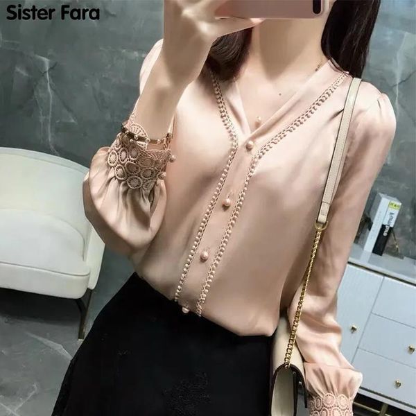 women's blouses & shirts sister fara elegant v-neck lace shirt spring single breasted long sleeve blouse autumn chic ladies solid casua, White
women's blouses & shirts sister fara elegant v-neck lace shirt spring single breasted long sleeve blouse autumn chic ladies solid casua, White