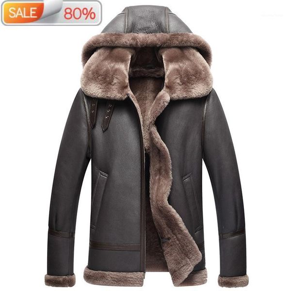 men's leather & faux genuine jacket winter australian natural real sheepskin coat for men lamb fur flight jackets b2a53, Black
men's leather & faux genuine jacket winter australian natural real sheepskin coat for men lamb fur flight jackets b2a53, Black