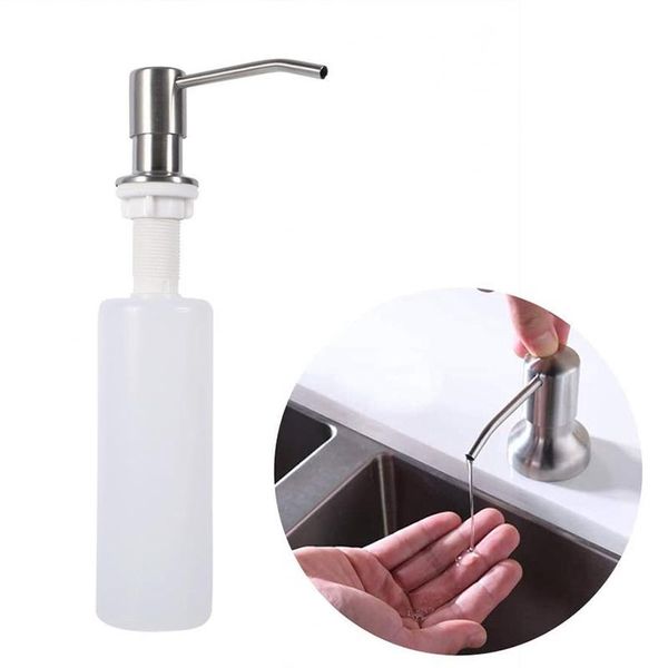 300ml kitchen sink hand soap dispenser plastic bottle, liquid under brushed nickel head,for bathroom and kitchen-silver
300ml kitchen sink hand soap dispenser plastic bottle, liquid under brushed nickel head,for bathroom and kitchen-silver