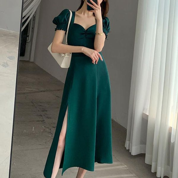 casual dresses houzhou summer green long dress women 2021 elegant vintage puff sleeve side-slit holiday style sundress, Black;gray
casual dresses houzhou summer green long dress women 2021 elegant vintage puff sleeve side-slit holiday style sundress, Black;gray
