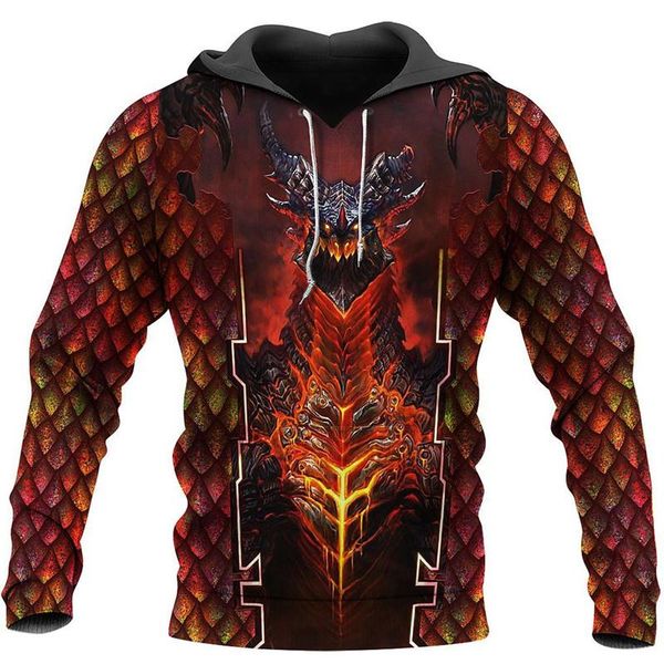 men's hoodies & sweatshirts products clothing cool dragon 3d printing pattern fashionable and comfortable sweatshirt men's/women&#, Black