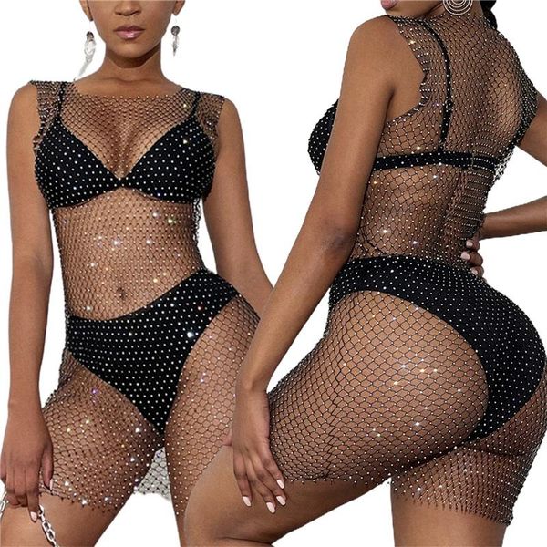 women's swimwear xingqing dress bikini cover ups women see-through beach black round collar sleeveless wear, White;black
women's swimwear xingqing dress bikini cover ups women see-through beach black round collar sleeveless wear, White;black