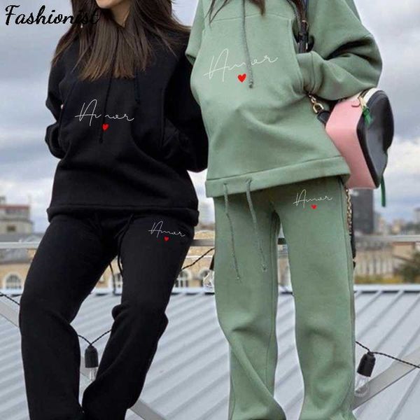 tracksuit women's two piece set casual fleece spring woman set oversized hooded long sleeve hoodie sport pants lady suit 210709, White
tracksuit women's two piece set casual fleece spring woman set oversized hooded long sleeve hoodie sport pants lady suit 210709, White