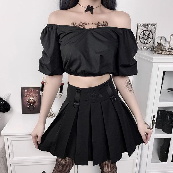women's t-shirt black dark goth women pleated t-shirts cross slash neck puff sleeve summer tshirt gothic punk hipster 2021 lady cool se, White
women's t-shirt black dark goth women pleated t-shirts cross slash neck puff sleeve summer tshirt gothic punk hipster 2021 lady cool se, White