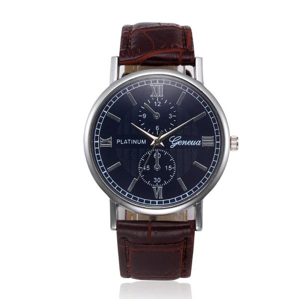 wristwatches vintage design men's leather watch 2021 roman digital carved false three eyes silver alloy dial geneva quartz a30, Slivery;brown
wristwatches vintage design men's leather watch 2021 roman digital carved false three eyes silver alloy dial geneva quartz a30, Slivery;brown