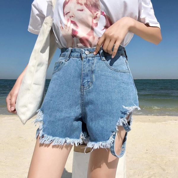 women's shorts ly varey lin summer women high waist hole tassel loose washed denim streetwear female wide leg hollow out jeans, White;black
women's shorts ly varey lin summer women high waist hole tassel loose washed denim streetwear female wide leg hollow out jeans, White;black