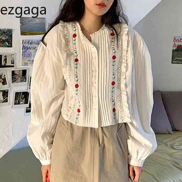 ezgaga korean chic sweet women blouse tender embroidery floral ruched patchwork loose puff sleeve female shirts fashion blusas 210430, White
ezgaga korean chic sweet women blouse tender embroidery floral ruched patchwork loose puff sleeve female shirts fashion blusas 210430, White