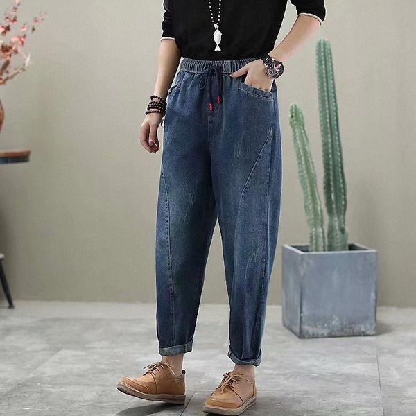 women's jeans fairy natural female drawstring loose pocket spliced trouser 2021 spring autumn women elastic waist vintage denim pants, Blue
women's jeans fairy natural female drawstring loose pocket spliced trouser 2021 spring autumn women elastic waist vintage denim pants, Blue