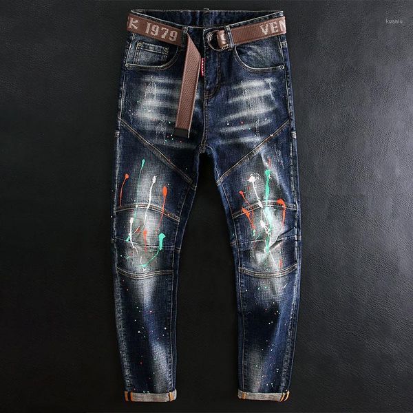 men's jeans european american street fashion men retro blue elastic slim fit splashed spliced designer hip hop biker pants
men's jeans european american street fashion men retro blue elastic slim fit splashed spliced designer hip hop biker pants