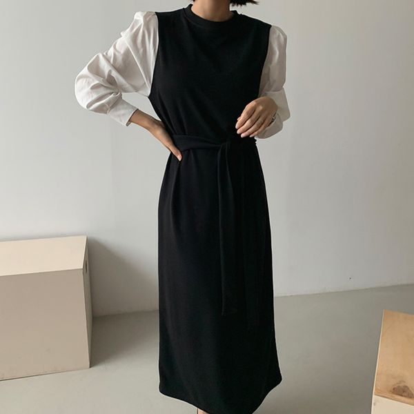 spring female loose casual elegante round neck long sleeve patchwork panelled lace up over knee dress 8y535 210510, Black;gray
spring female loose casual elegante round neck long sleeve patchwork panelled lace up over knee dress 8y535 210510, Black;gray
