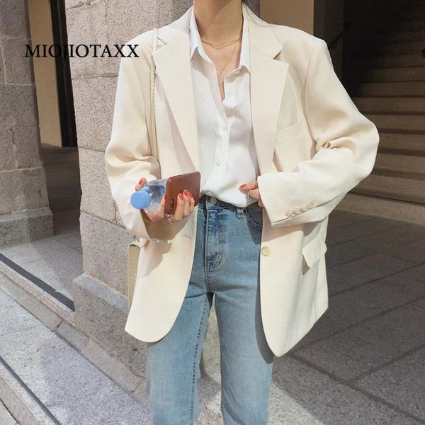 women's suits & blazers miojiotaxx 2021 spring autumn thin korean british style long sleeve loose white small suit coats blazer women, White;black
women's suits & blazers miojiotaxx 2021 spring autumn thin korean british style long sleeve loose white small suit coats blazer women, White;black