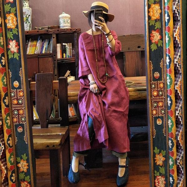 casual dresses women linen dress solid color button o-neck seven sleeve 2021 summer vintage loose robes mt10, Black;gray
casual dresses women linen dress solid color button o-neck seven sleeve 2021 summer vintage loose robes mt10, Black;gray