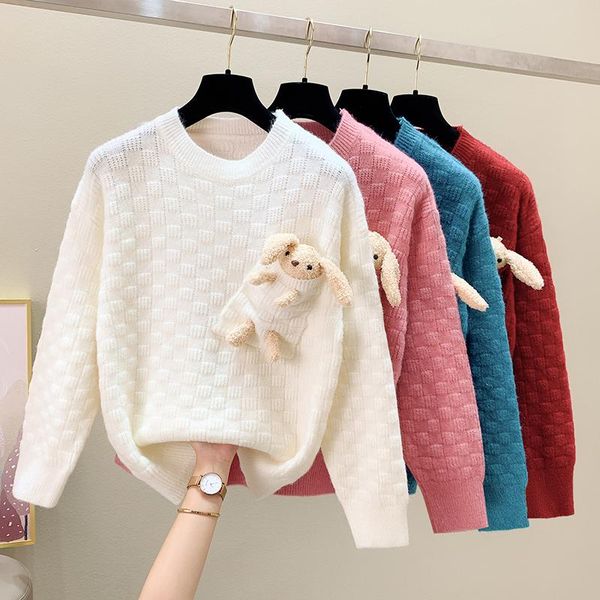 women's sweaters woman 2021 bear cartoon cute loose sweater pullovers oversized pull mujer hollow out, White;black
women's sweaters woman 2021 bear cartoon cute loose sweater pullovers oversized pull mujer hollow out, White;black