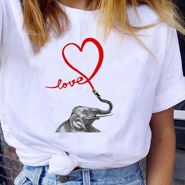 graphic animal elephant valentines day women t shirts love short sleeve cartoon clothes tees print female shirt, White
graphic animal elephant valentines day women t shirts love short sleeve cartoon clothes tees print female shirt, White