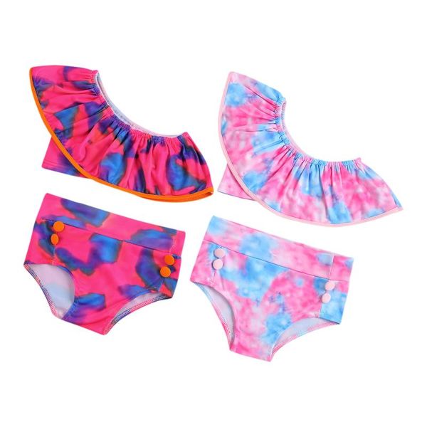 girl's 2pcs swimwear sleeveless tie-dye ruffle and panty swimsuit two-piece suit one shoulder for swimming beachwear one-pieces, Black
girl's 2pcs swimwear sleeveless tie-dye ruffle and panty swimsuit two-piece suit one shoulder for swimming beachwear one-pieces, Black