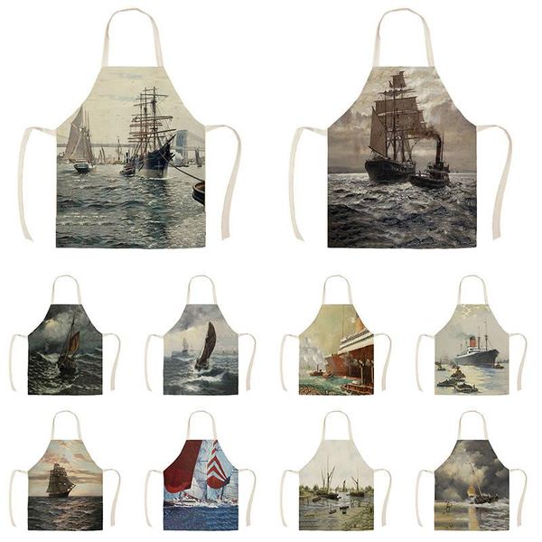 aprons sailing boat oil painting pattern kitchen apron women for hairdresser woman child
aprons sailing boat oil painting pattern kitchen apron women for hairdresser woman child