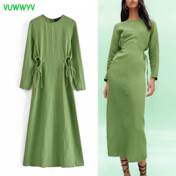 vuwwyv dresses green cut out linen midi women summer elegant long sleeve party woman going vestidos 210430, Black;gray
vuwwyv dresses green cut out linen midi women summer elegant long sleeve party woman going vestidos 210430, Black;gray